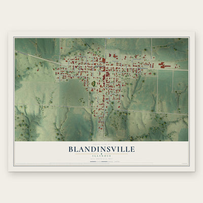 Blandinsville, Illinois map print, the full design