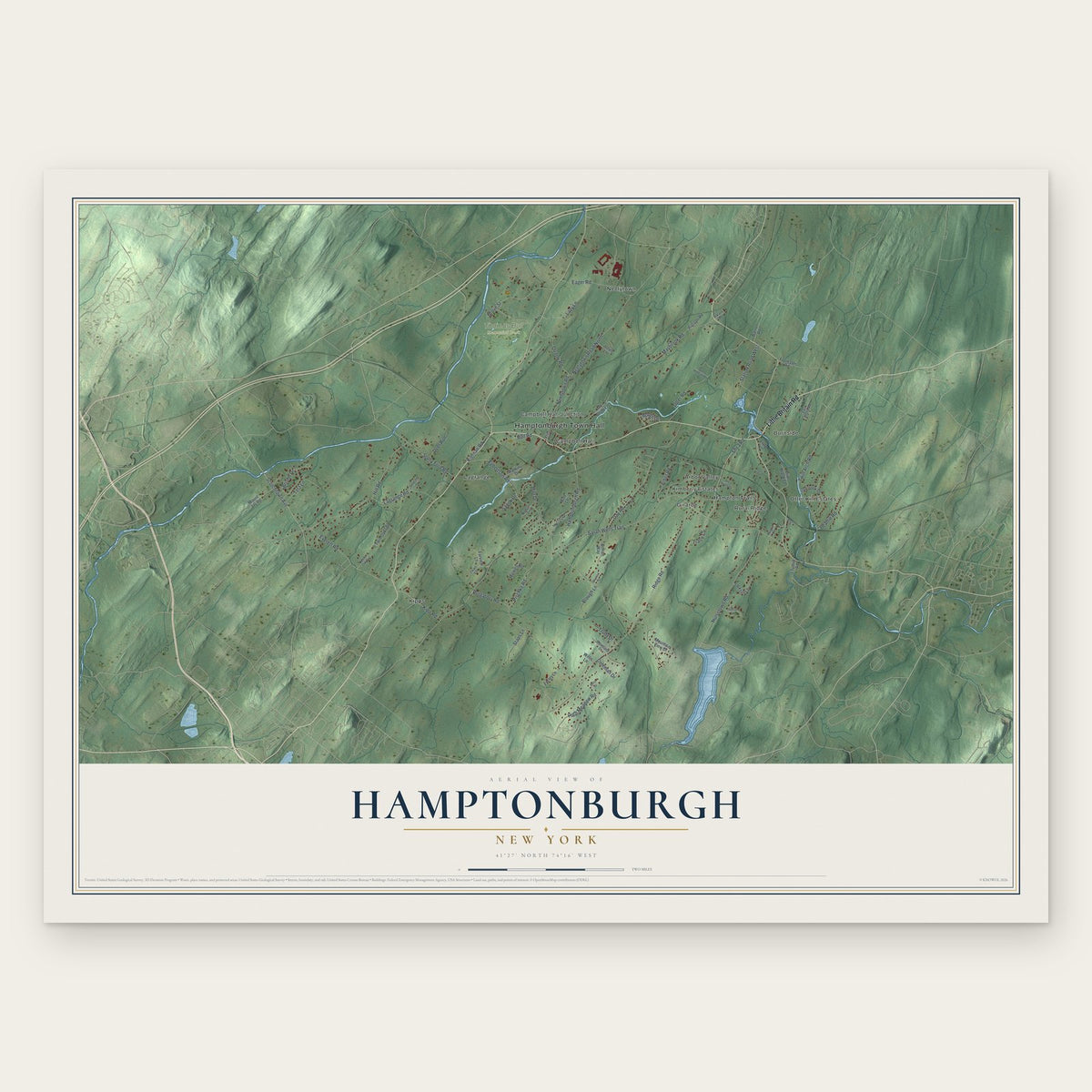 Hamptonburgh, New York map print, the full design