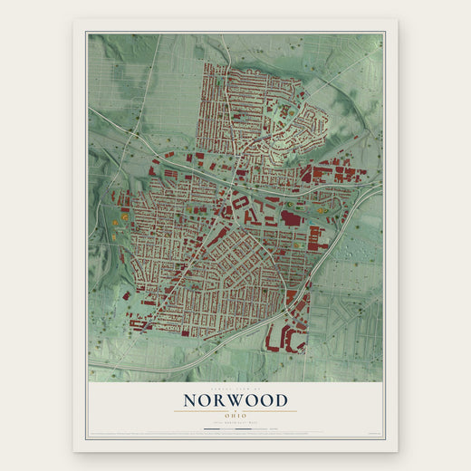Norwood, Ohio map print, the full design