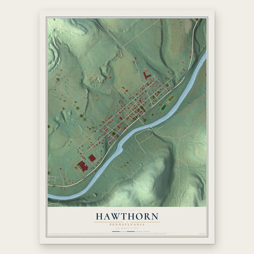 Hawthorn, Pennsylvania map print, the full design