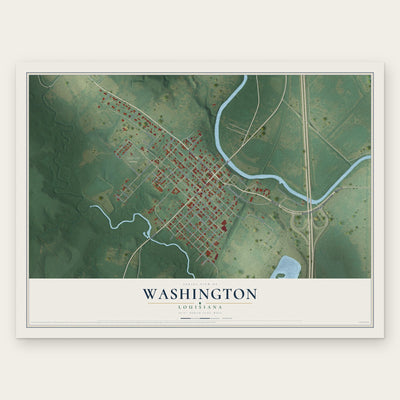Washington, Louisiana map print, the full design