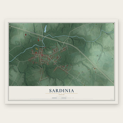 Sardinia, Ohio map print, the full design
