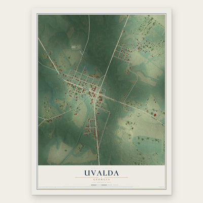 Uvalda, Georgia map print, the full design