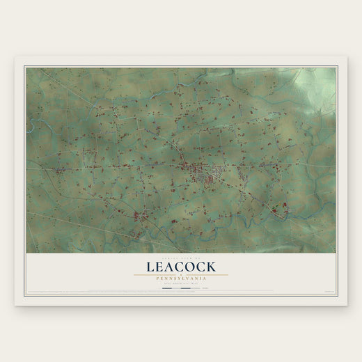 Leacock, Pennsylvania map print, the full design