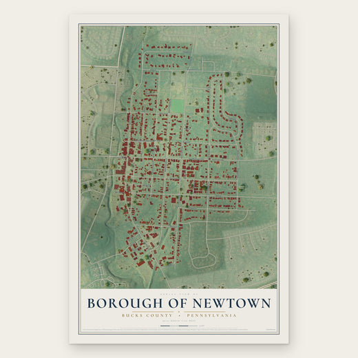 Borough of Newtown, Bucks County, Pennsylvania map print, the full design