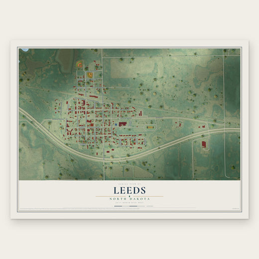 Leeds, North Dakota map print, the full design