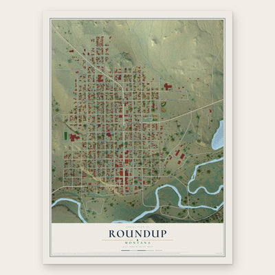 Roundup, Montana map print, the full design