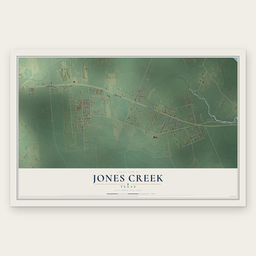 Jones Creek, Texas map print, the full design