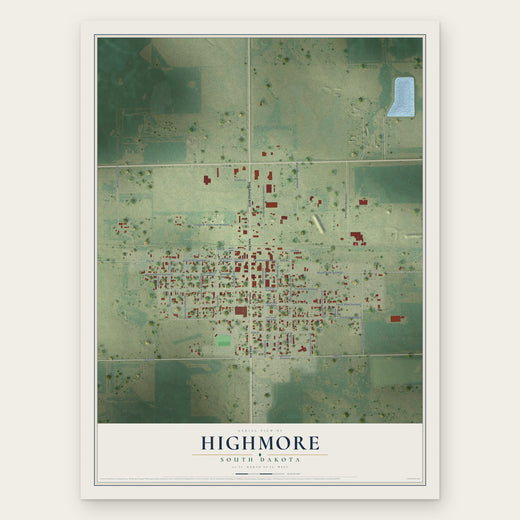Highmore, South Dakota map print, the full design