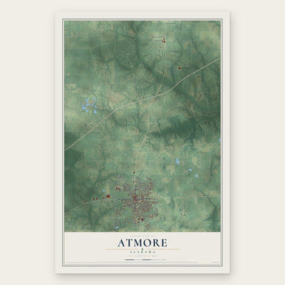 Atmore, Alabama map print, the full design