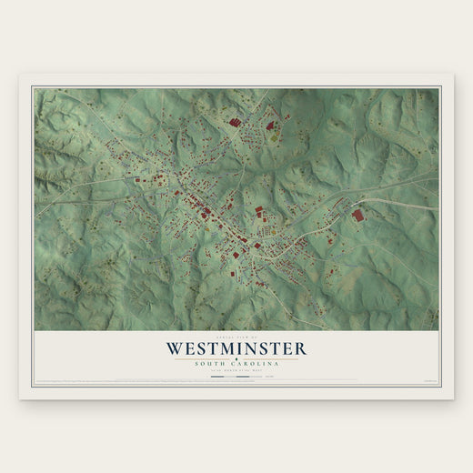 Westminster, South Carolina map print, the full design