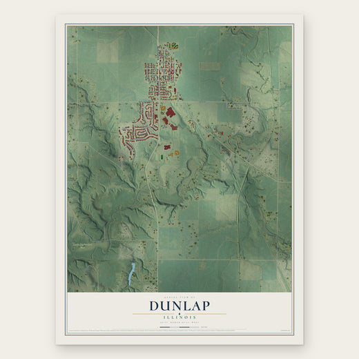Dunlap, Illinois map print, the full design