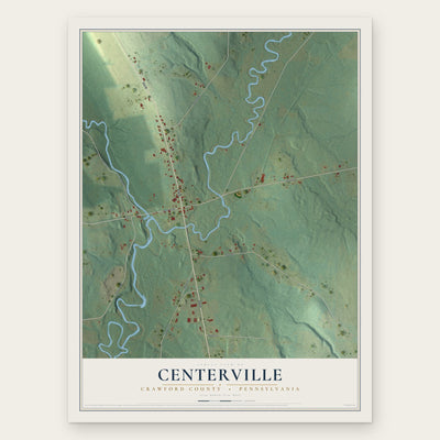 Centerville, Crawford County, Pennsylvania map print, the full design