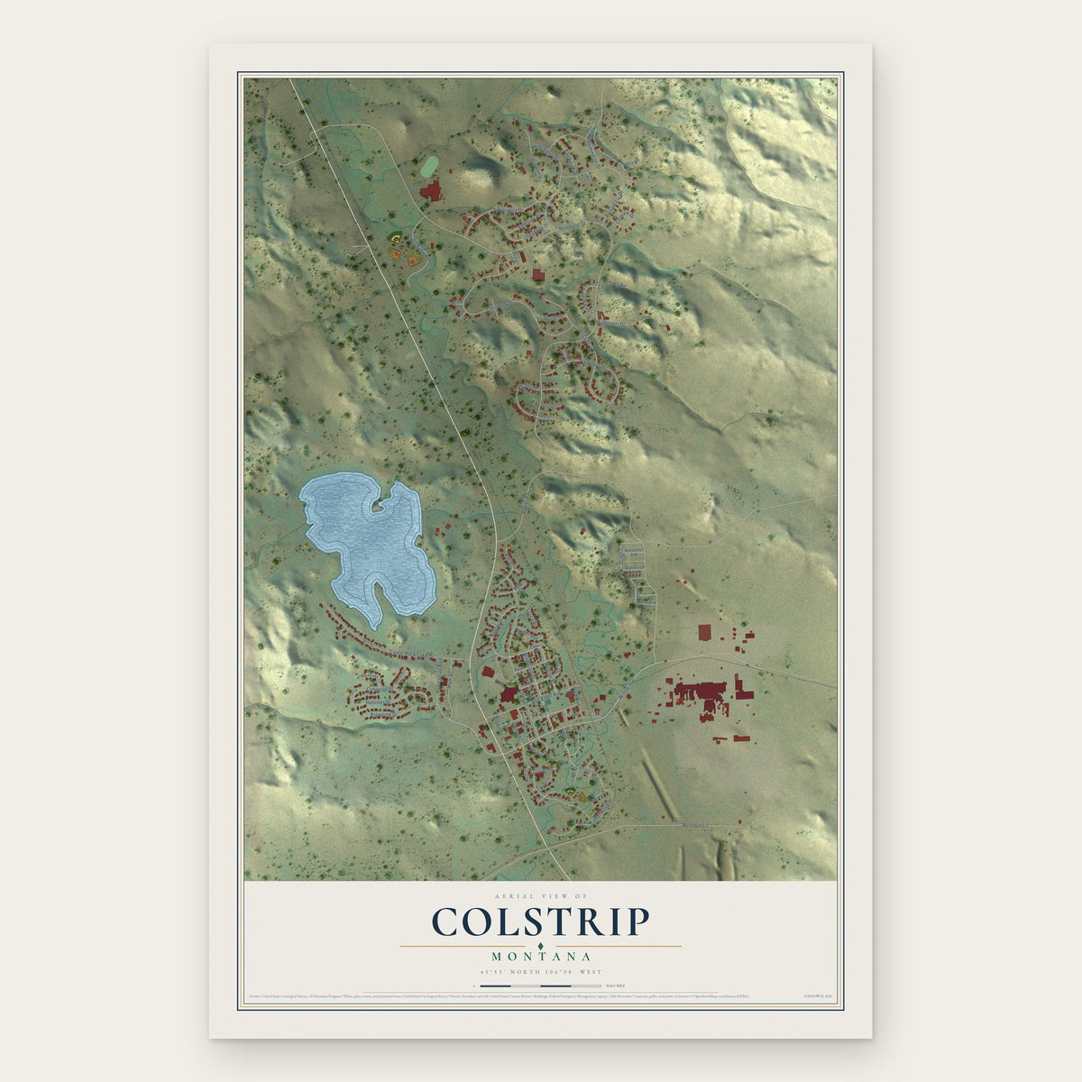 Colstrip, Montana map print, the full design
