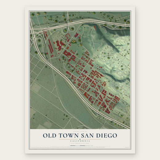 Old Town San Diego, California map print, the full design