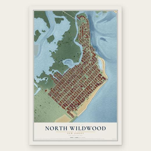 North Wildwood, New Jersey map print, the full design