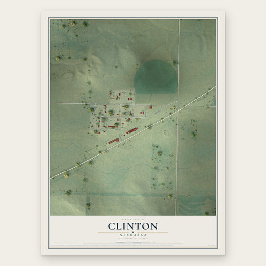 Clinton, Nebraska map print, the full design