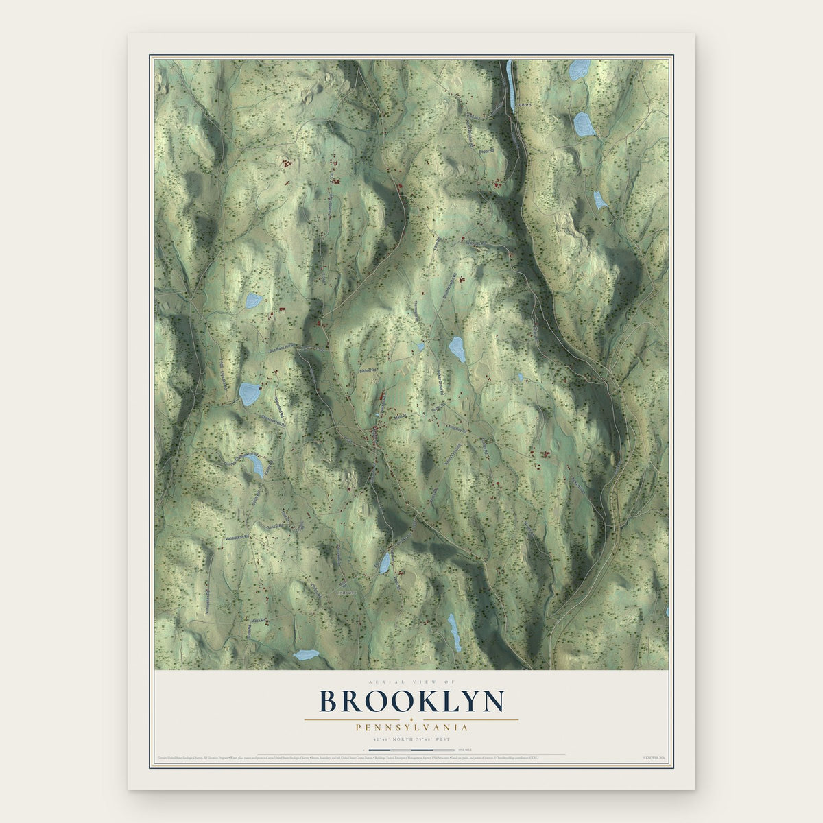 Brooklyn, Pennsylvania map print, the full design