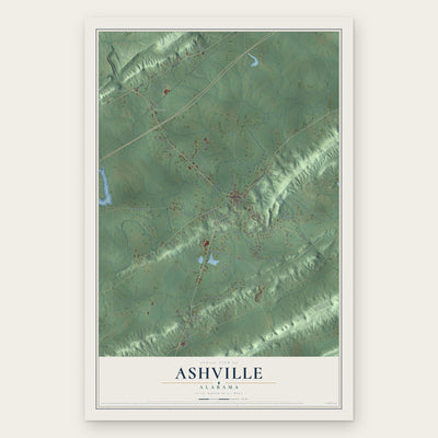 Ashville, Alabama map print, the full design