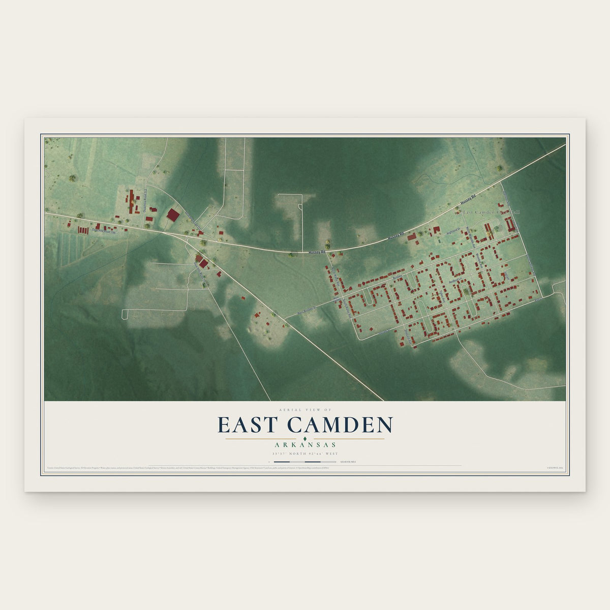 East Camden, Arkansas map print, the full design