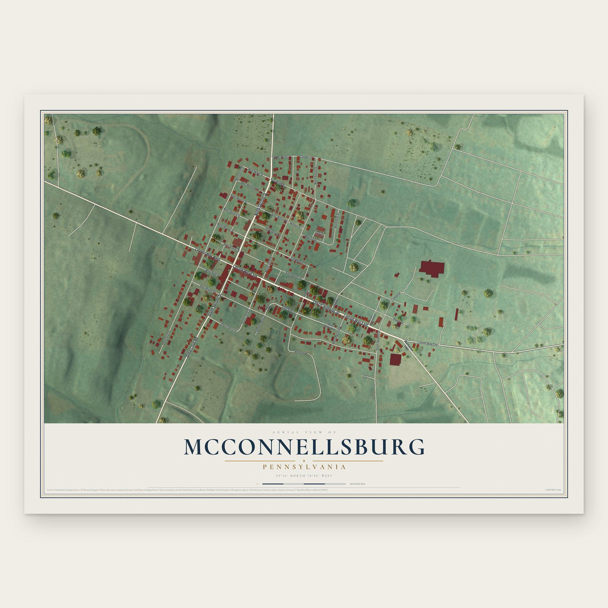 McConnellsburg, Pennsylvania map print, the full design