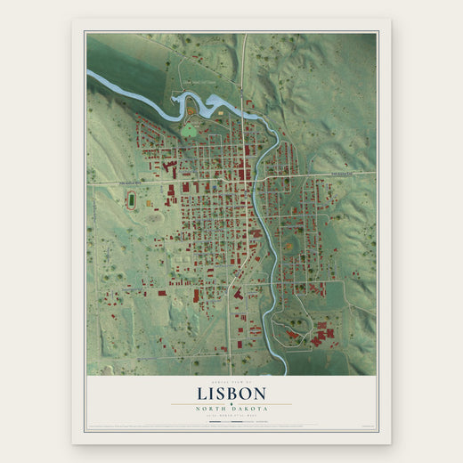 Lisbon, North Dakota map print, the full design
