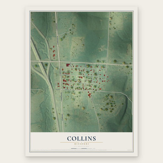 Collins, Missouri map print, the full design