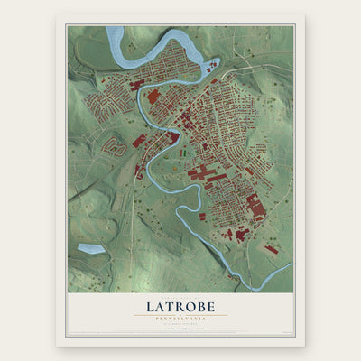 Latrobe, Pennsylvania map print, the full design