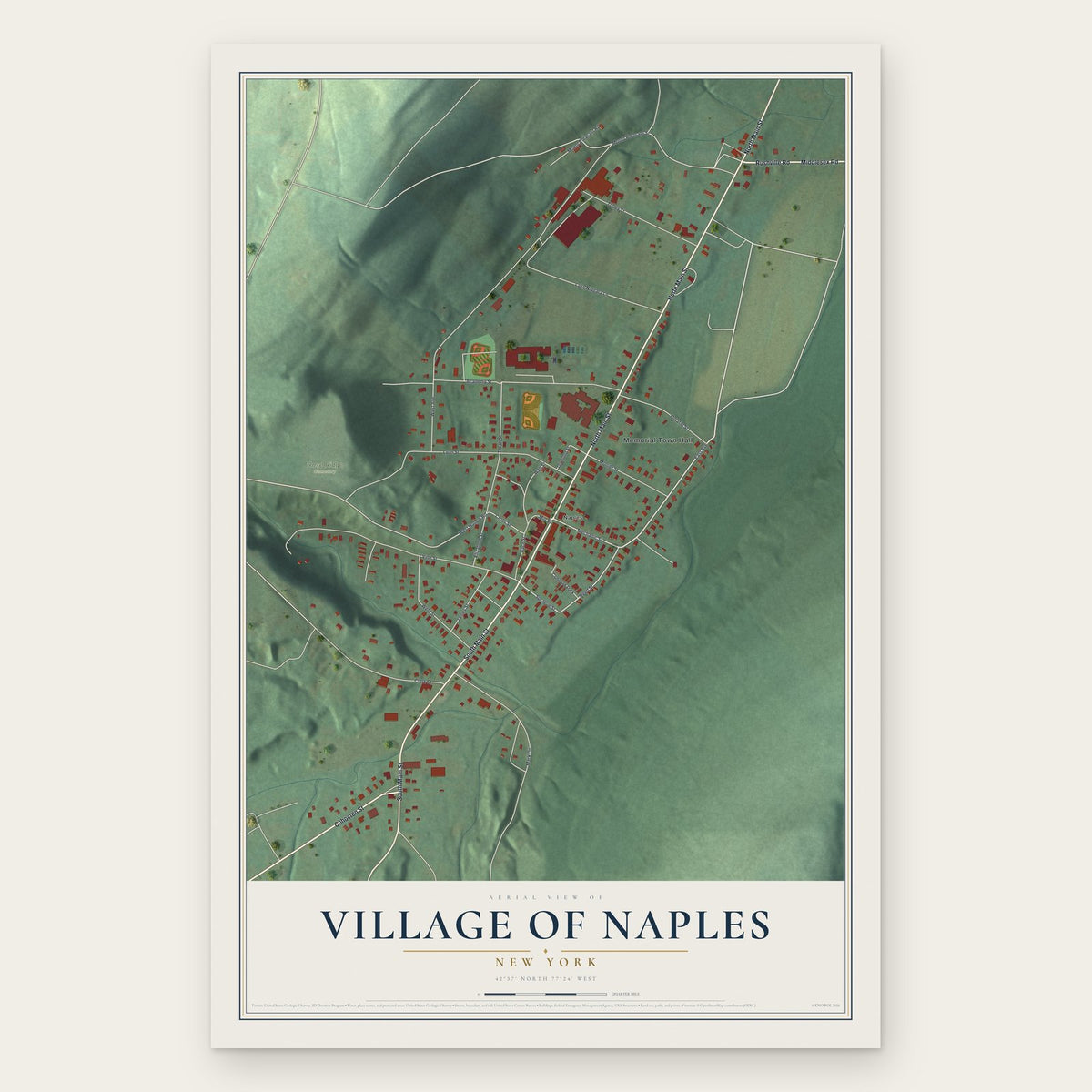 Village of Naples, New York map print, the full design