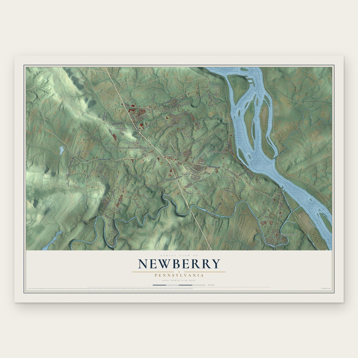 Newberry, Pennsylvania map print, the full design