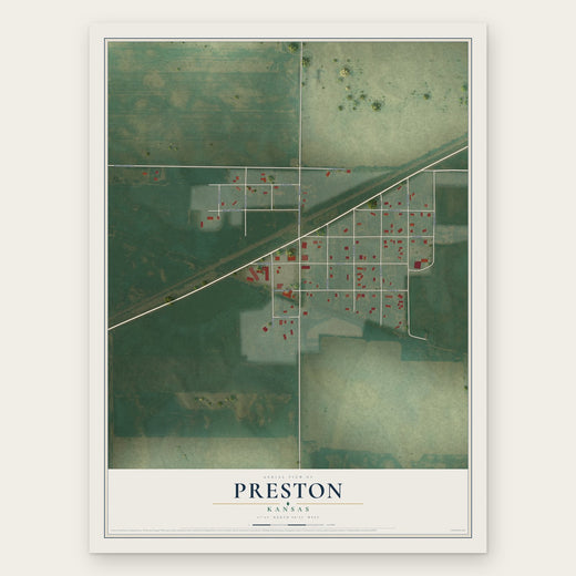 Preston, Kansas map print, the full design