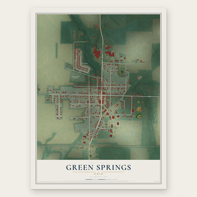 Green Springs, Ohio map print, the full design