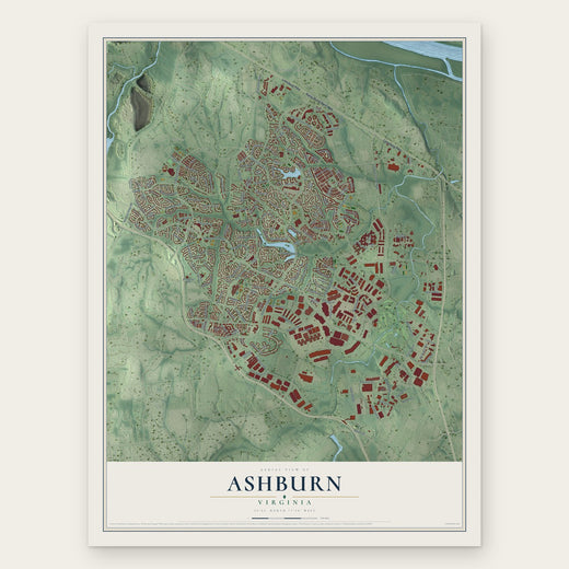 Ashburn, Virginia map print, the full design