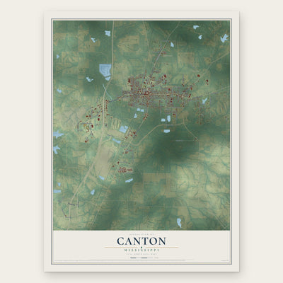 Canton, Mississippi map print, the full design