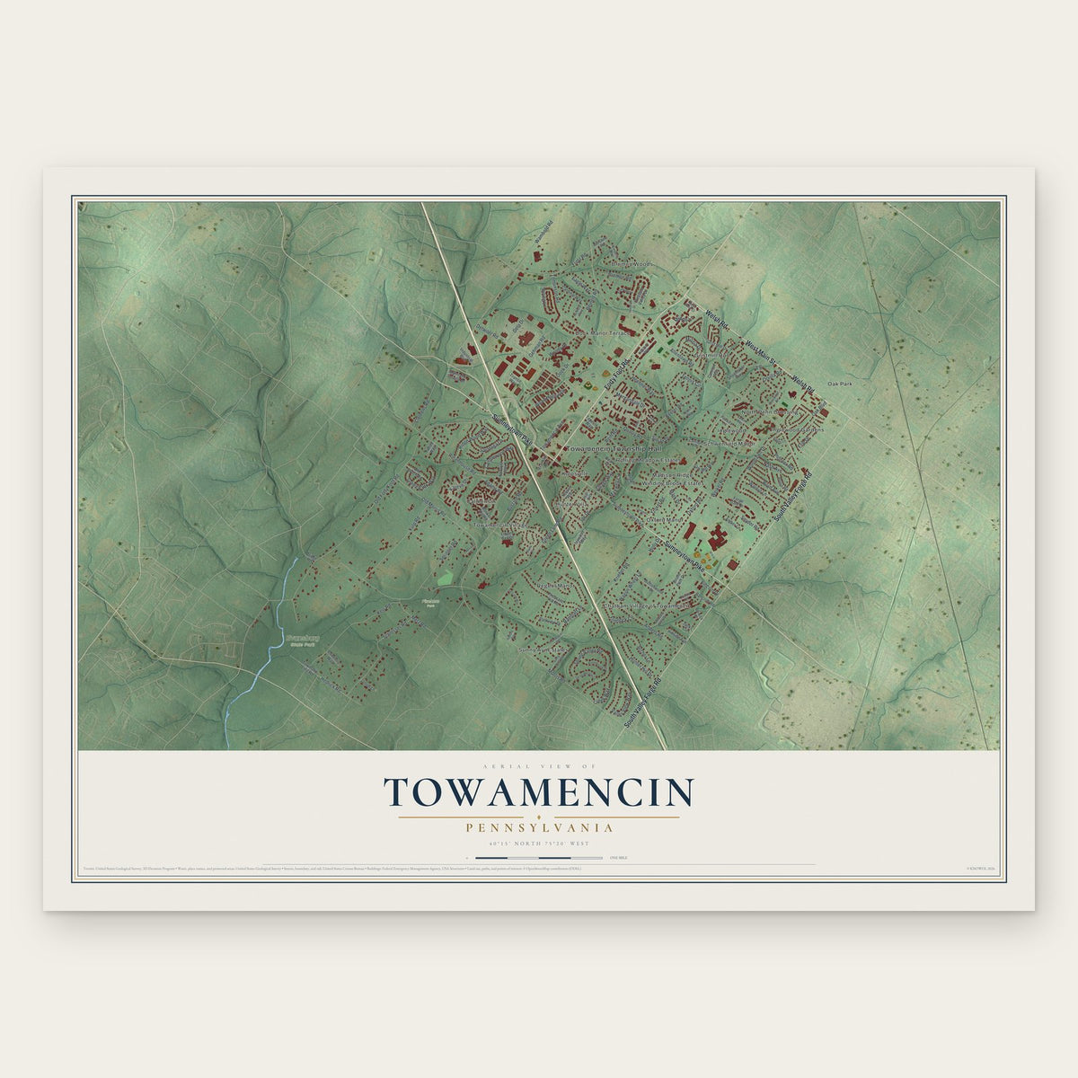 Towamencin, Pennsylvania map print, the full design