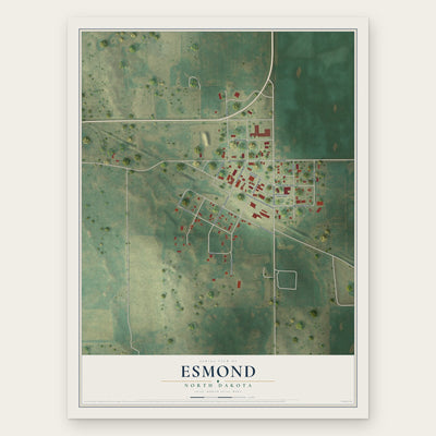Esmond, North Dakota map print, the full design