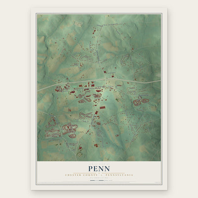 Penn, Chester County, Pennsylvania map print, the full design