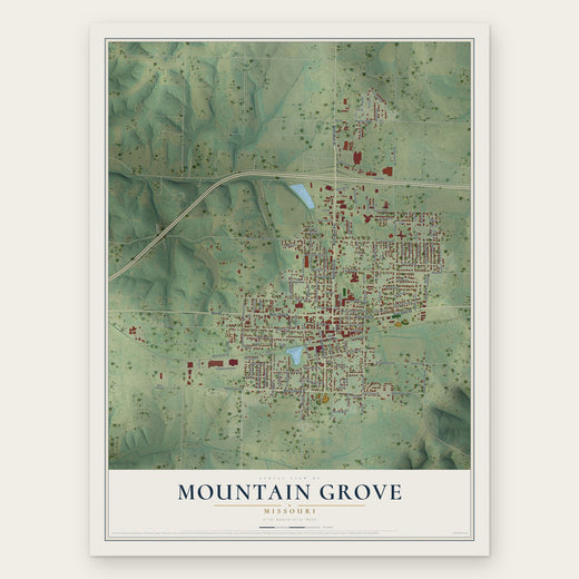 Mountain Grove, Missouri map print, the full design