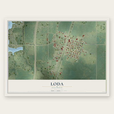 Loda, Illinois map print, the full design