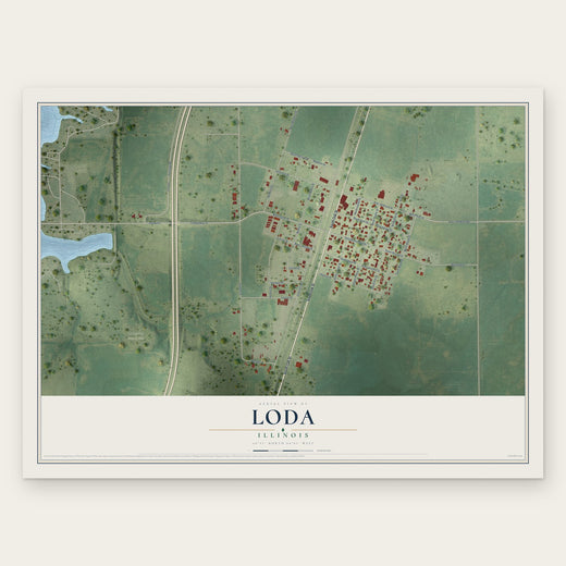 Loda, Illinois map print, the full design