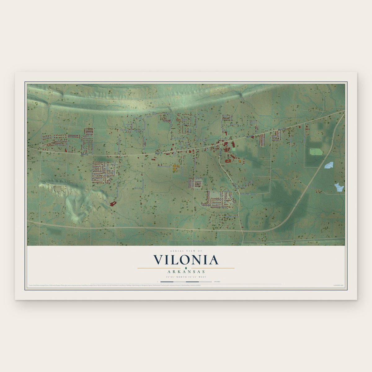 Vilonia, Arkansas map print, the full design