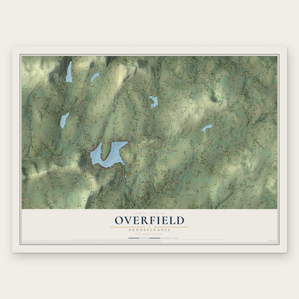 Overfield, Pennsylvania map print, the full design