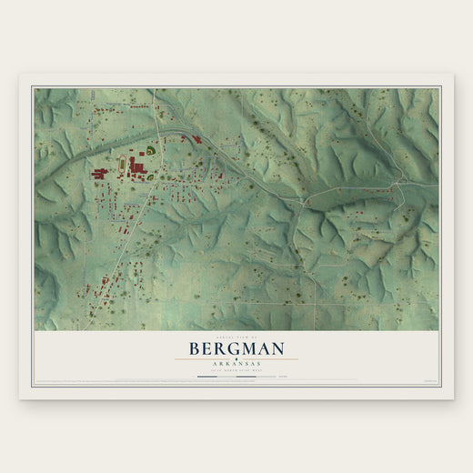 Bergman, Arkansas map print, the full design