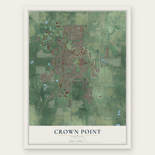 Crown Point, Indiana map print, the full design