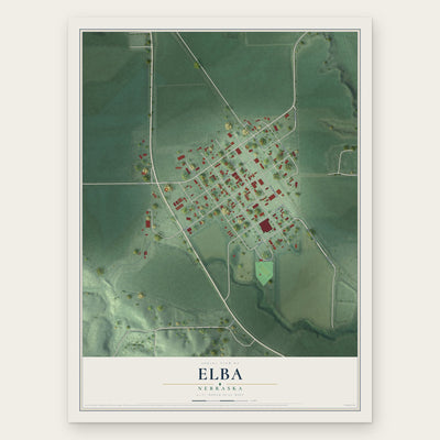 Elba, Nebraska map print, the full design