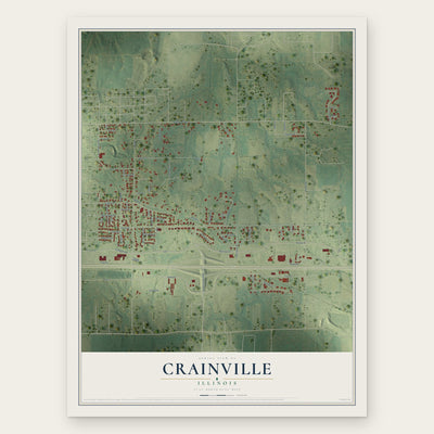 Crainville, Illinois map print, the full design