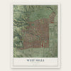 West Hills, California map print, the full design