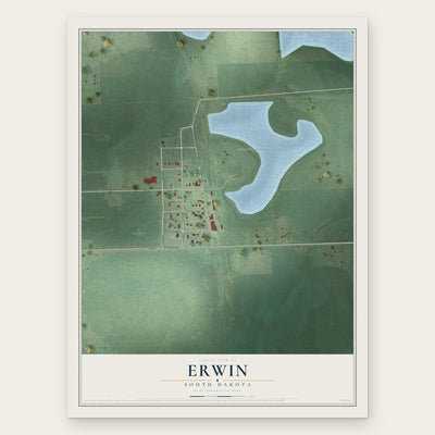 Erwin, South Dakota map print, the full design