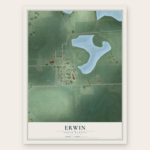 Erwin, South Dakota map print, the full design