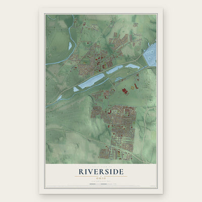 Riverside, Ohio map print, the full design